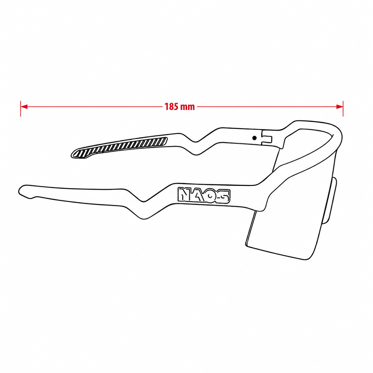 Lunettes vélo Naos, vue de profil, longueur indiquée 185 mm