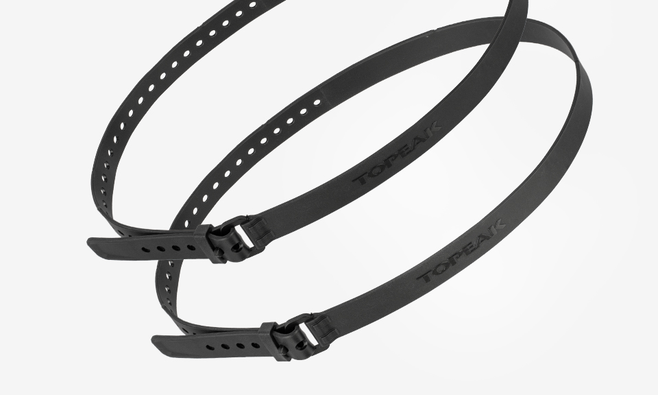 Paire de sangles noires Topeak OMNI STRAP à boucle, perforées, pour fixation de charge sur vélo ou porte-bagages