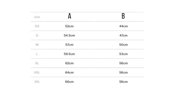Guide des tailles GoFluo