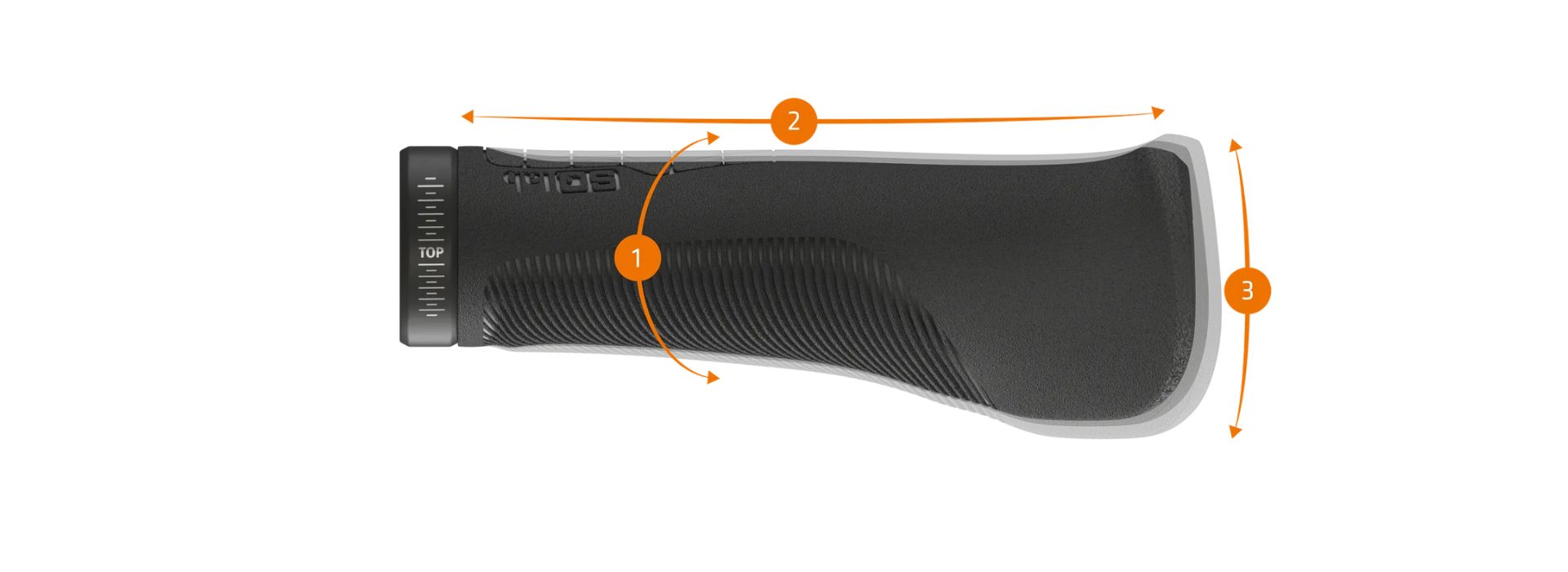 Variations de taille de la poignée vélo ergonomique 710 2.0 de SQlab